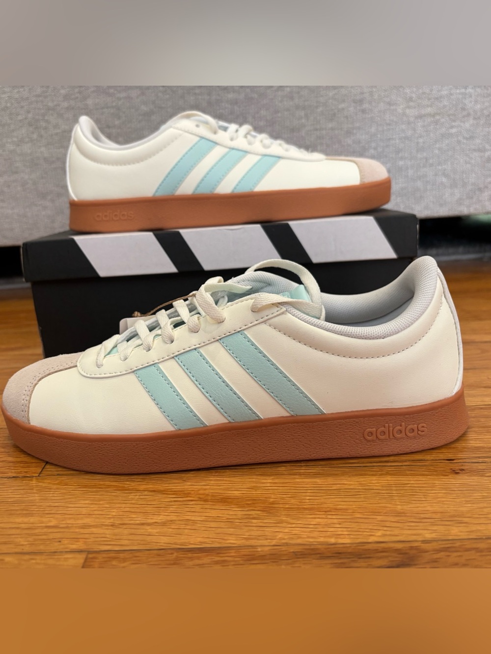 Adidas VL court. Tiffany blue colorway. Gum bottom. Women’s 7.5.